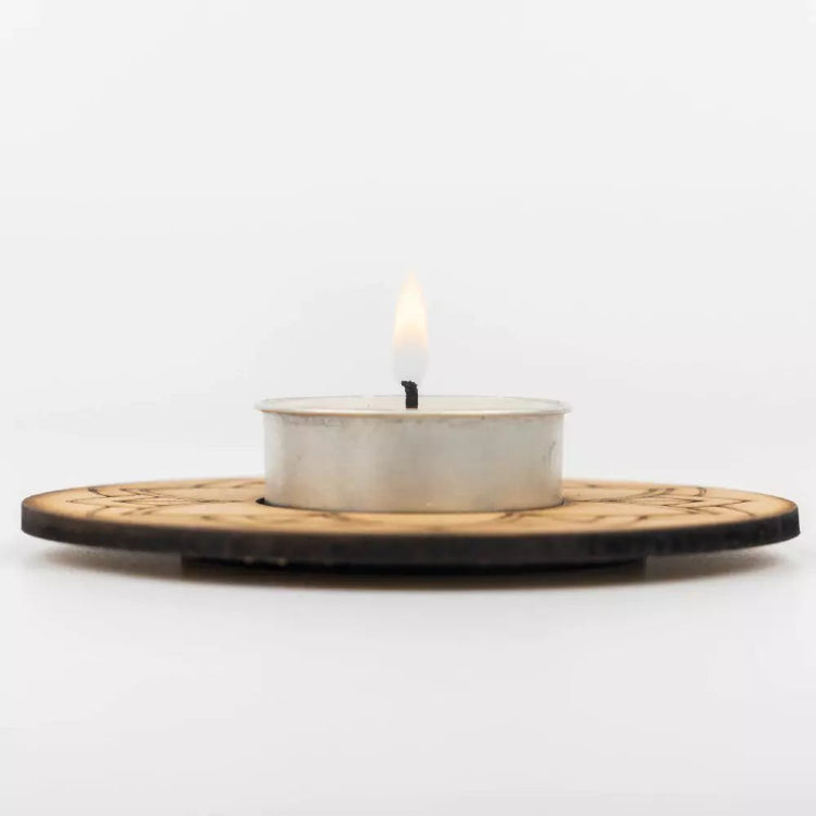 Shop round floral MDF T-light holder for Diwali gifts and home decoration