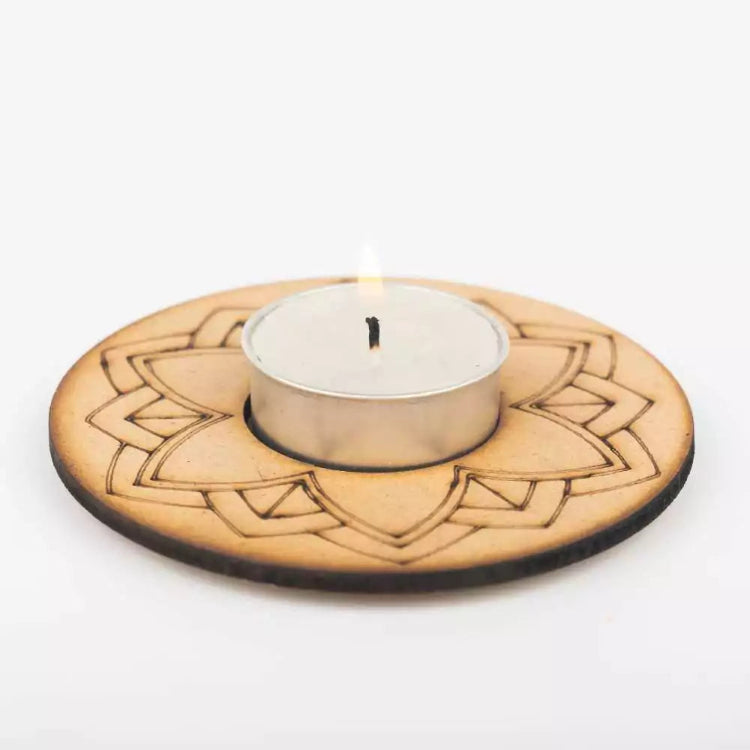 Buy round MDF T-light holder for Diwali home decor and festive gifting