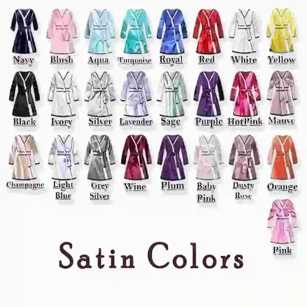 Shop satin bride bathrobe in available colors for bridal party gifting
