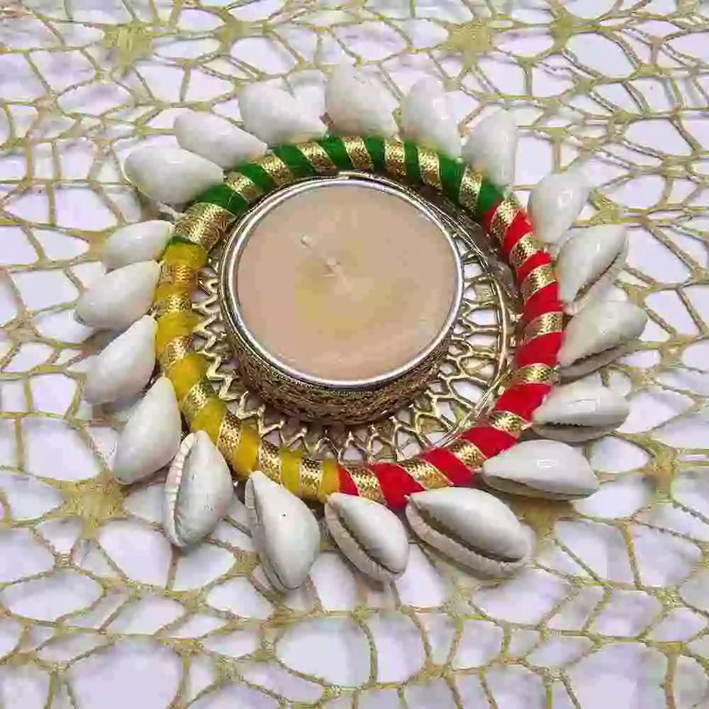 Buy assorted shell T-light holder for Diwali decor and gifting