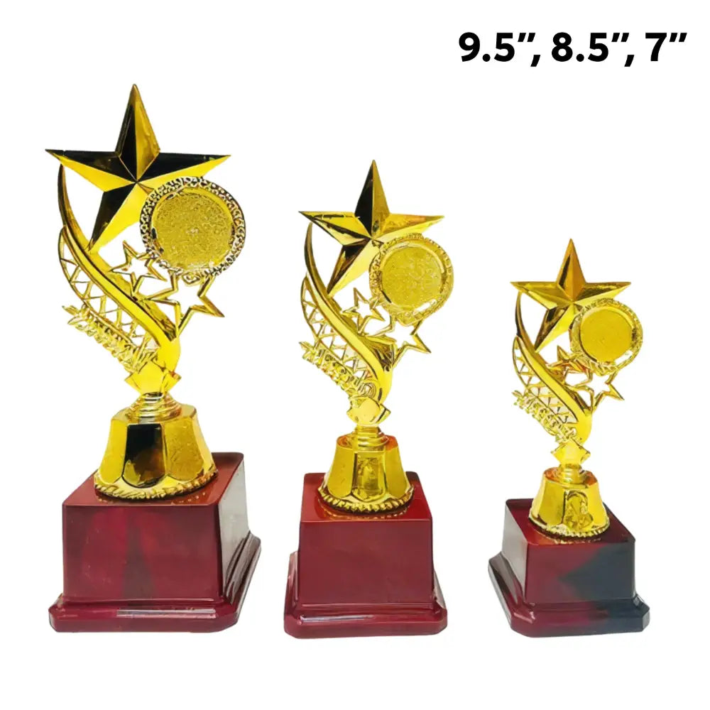 Buy Gold Shining Star Trophy for corporate awards in 7, 8.5 and 9.5 inch sizes