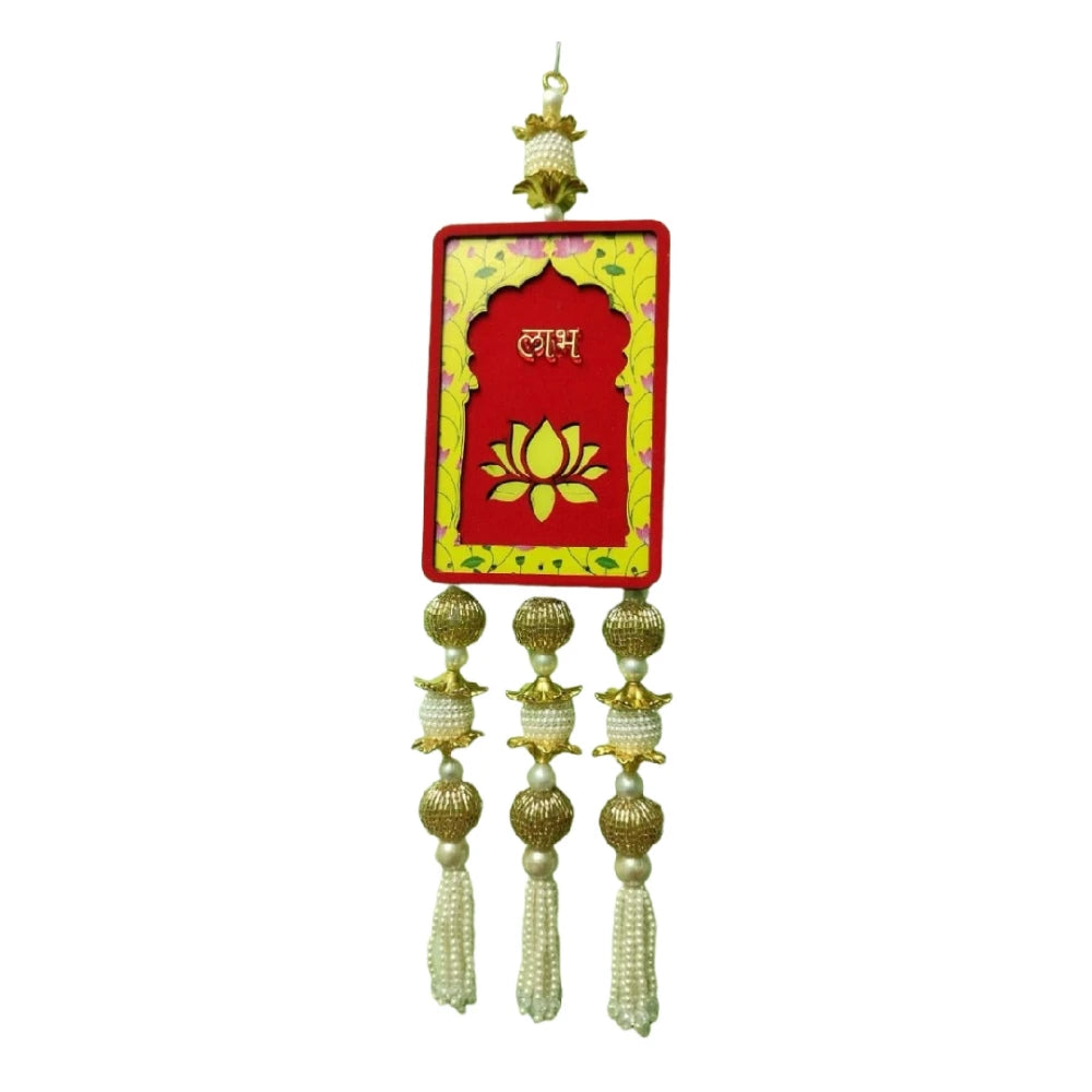 Shop Shubh Labh door hanging with lotus design for pooja room decor