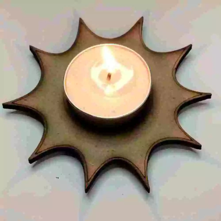 Buy Brown MDF Sun Shaped T-Light Holder for Diwali Decor