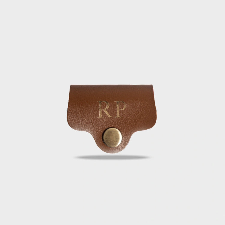 Buy tan cable storage case with personalized initials
