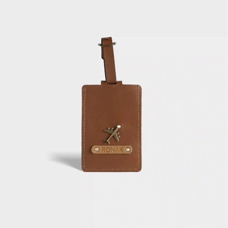 Order Tan Personalized Luggage Tag with Charm Designs