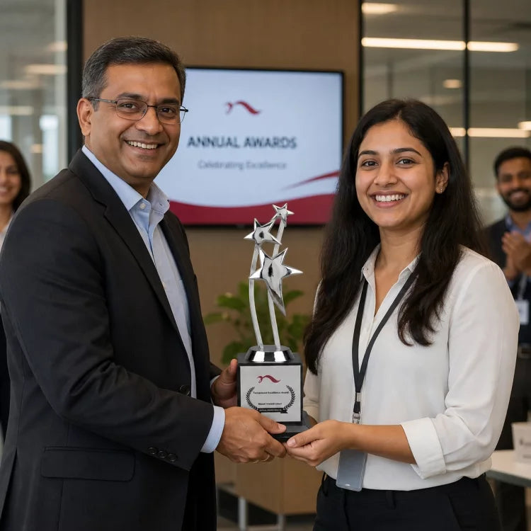 Buy Three Star Metal Trophy for corporate employee recognition awards