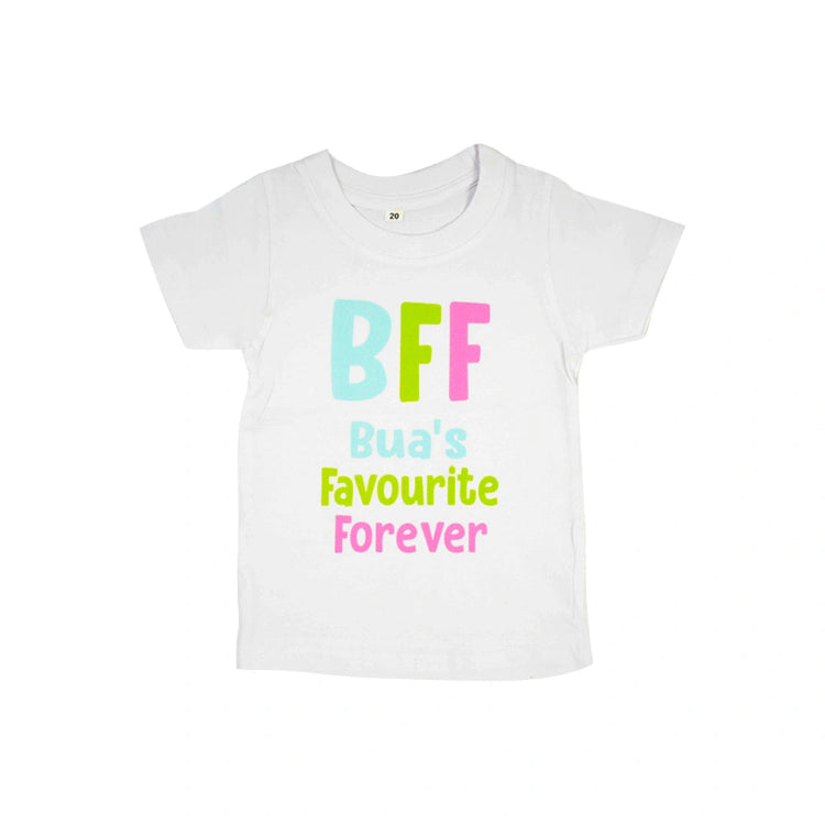Shop white kids Bua favorite T-shirt with plain back and predefined transfer print
